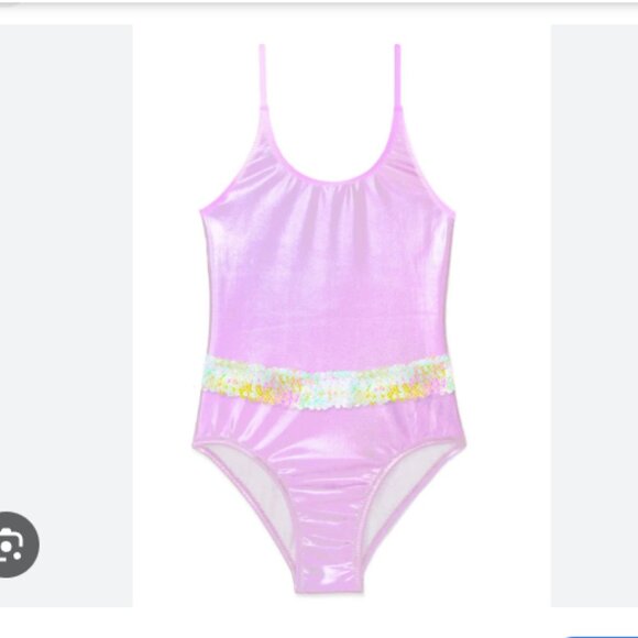 NWT STELLA COVE Pink metallic with sequin belt one piece swimsuit size 6Y - Picture 1 of 9